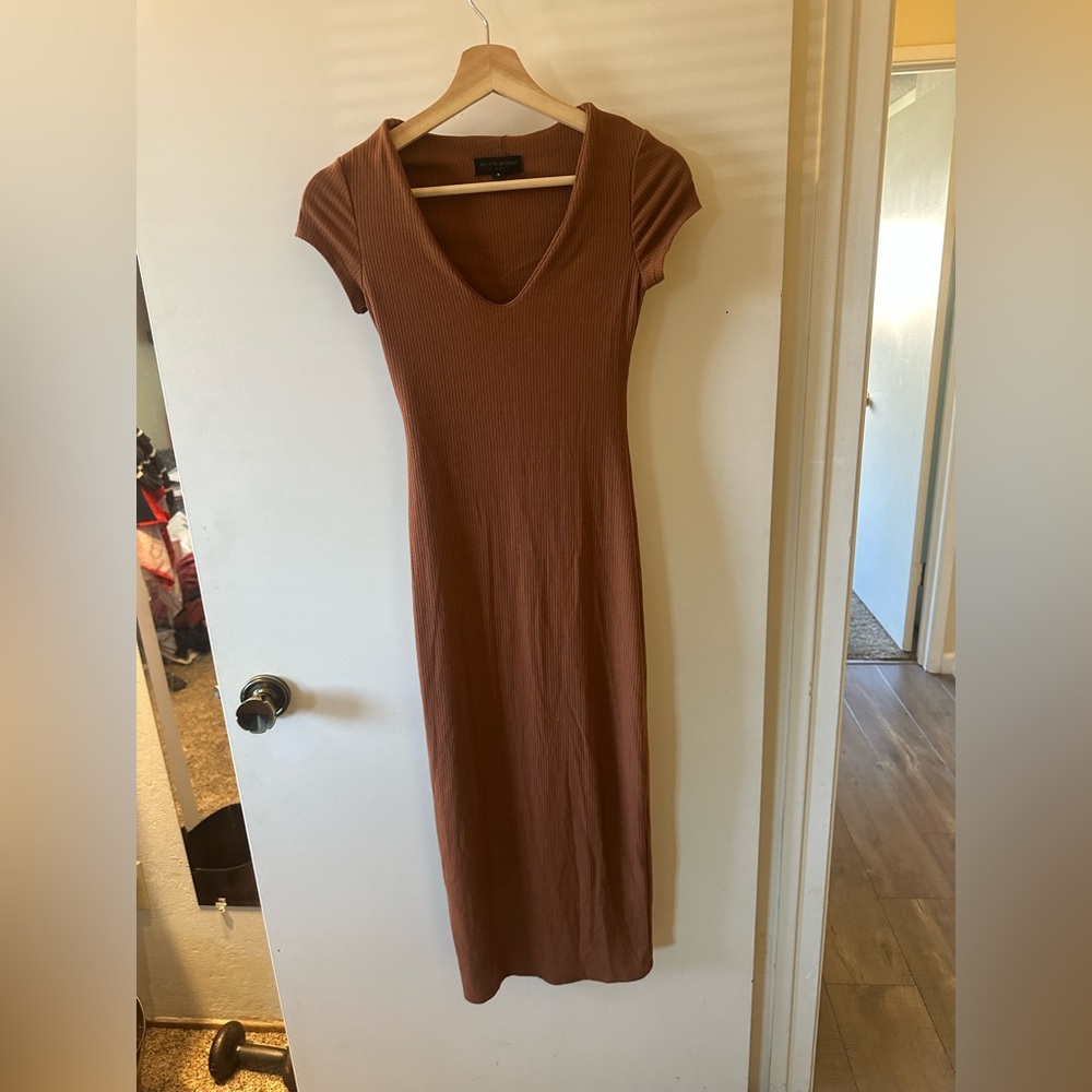 See You Monday Brown Midi Dress